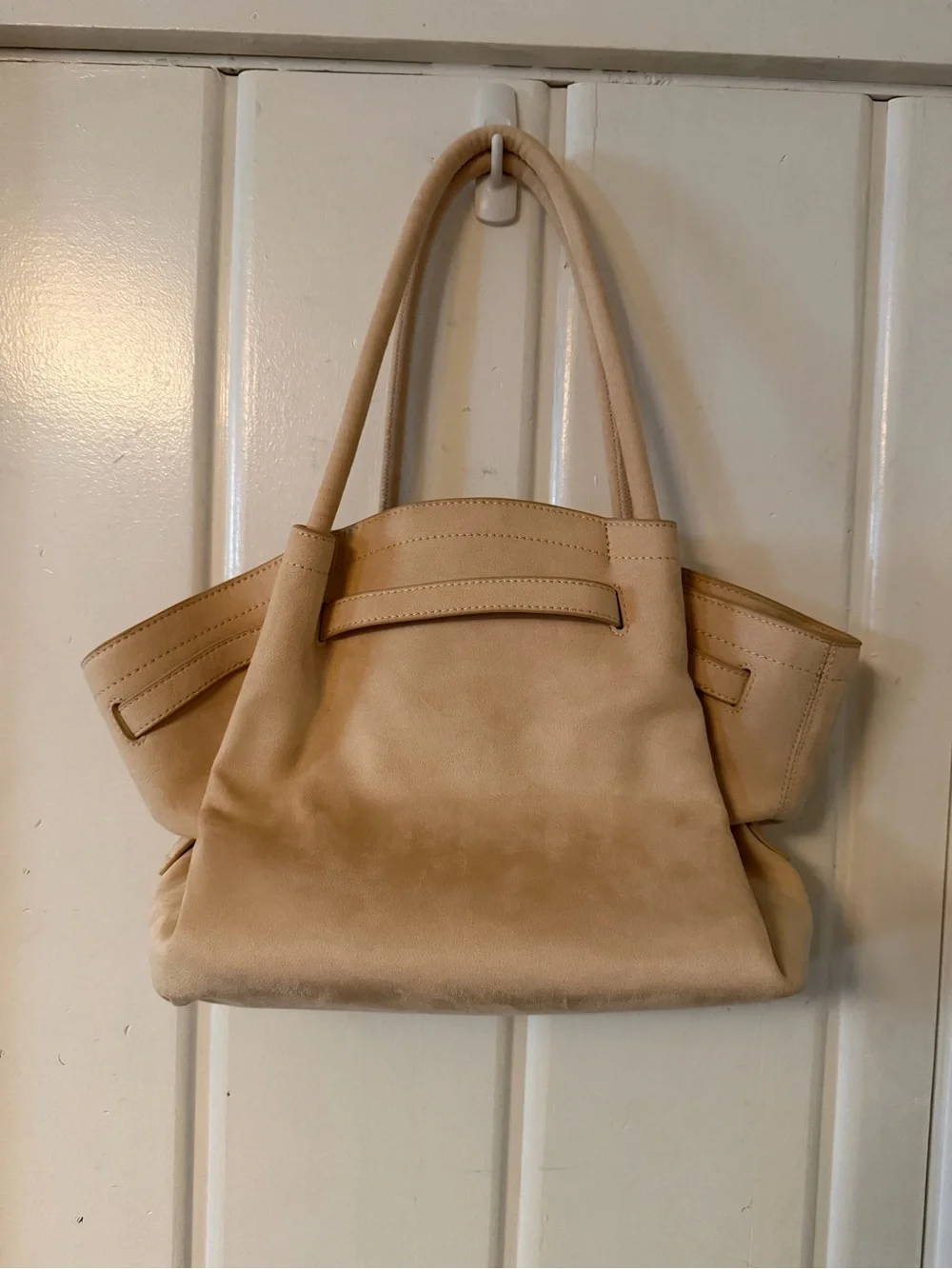 JW PEI Hana Medium Beige Faux Suede Tote Bag
